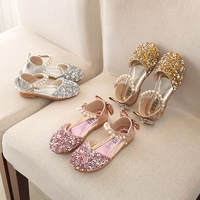 new children princess shoes baby girls flat bling sandals fashion sequin soft kids dance party sparkly shoes 3 12 years