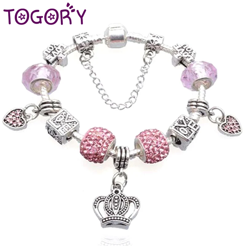 

Женский браслет с подвеской в виде розовой короны