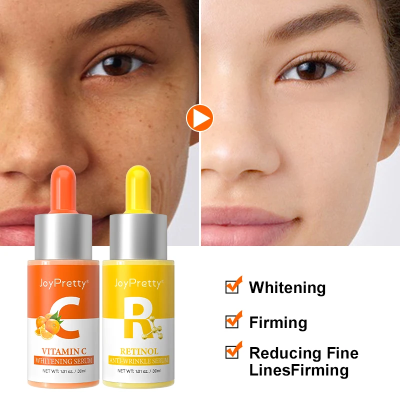 

Retinol Serum Vitamin C Essence Face Care Set Whitening Dark Spot Remover Anti-Wrinkle Shrink Pores Facial Skincare Kits