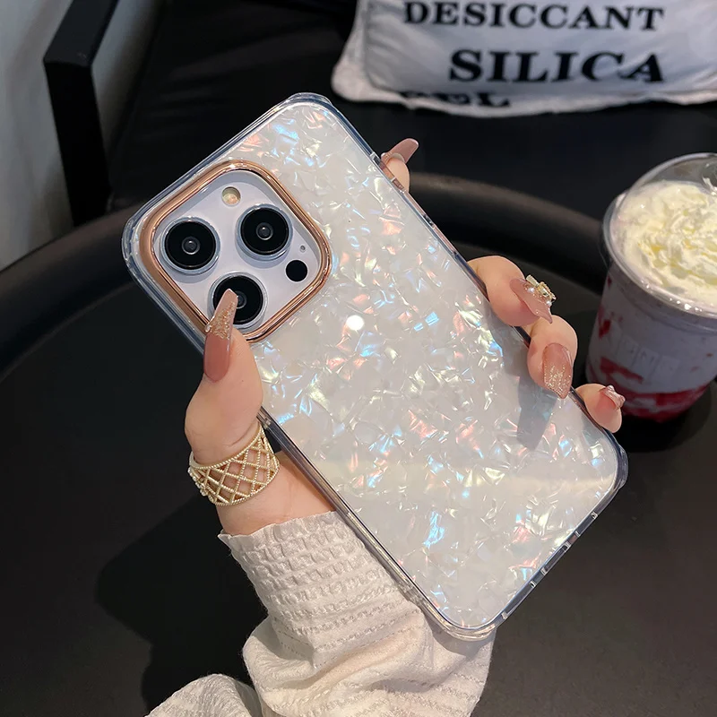 

Luxury Glitter Color Conch Pattern Bling Phone Case For iPhone 14 13 12 11 Pro Max 14Pro 13Pro Soft Silicon Anti-fall Capa Cover