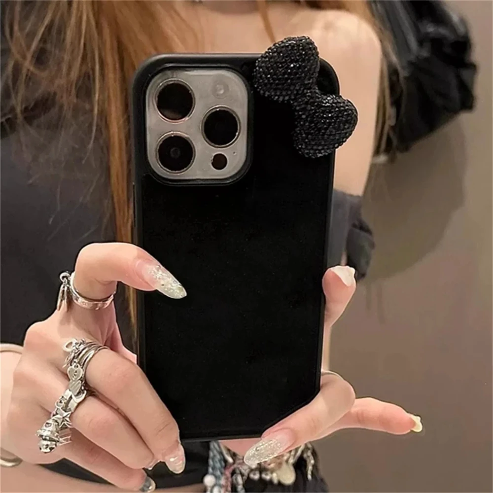 Фото Чехол с блестящим 3D бантом и диаметром для iPhone 16, 15, 13, 12, 11 Pro Max 15 Plus 13 Mini X XR XS 7, 8 SE2, милый мягкий чехол для корейской девушки №3