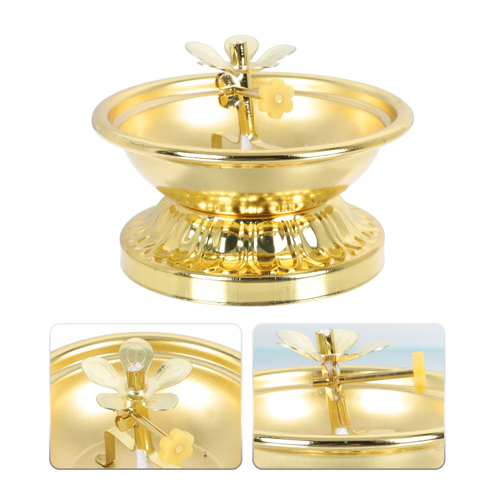 

Ghee Lamp Holder Supplies Altar Exquisite Oil Decorative Butter Vintage Alloy Base Stand