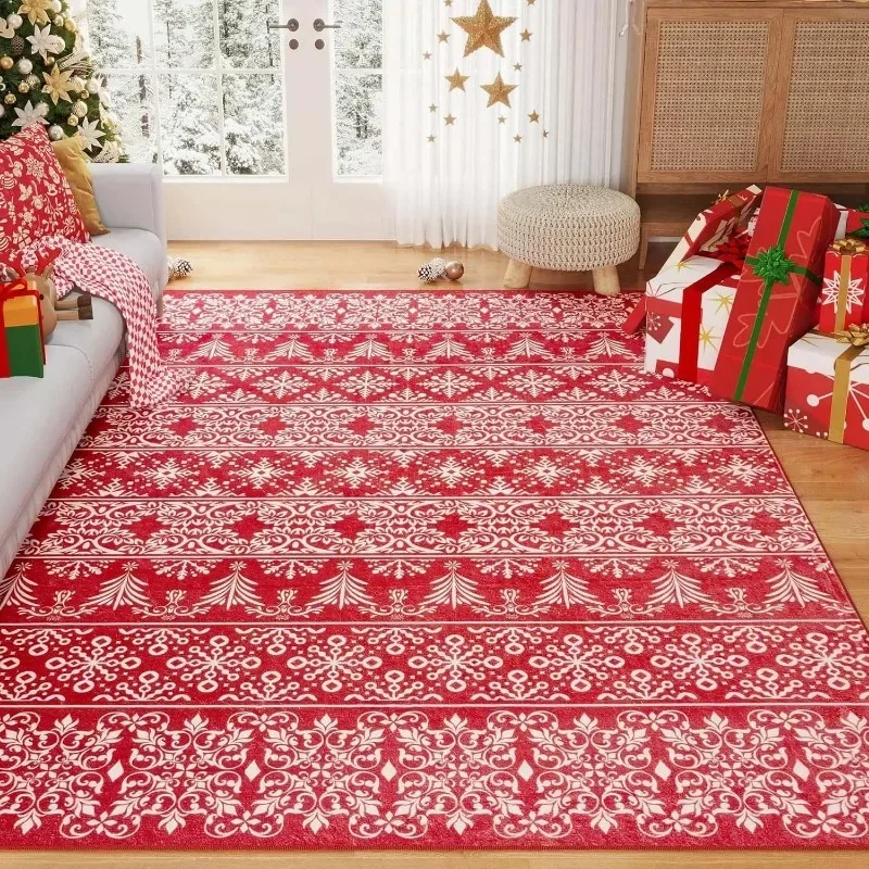 Рождественский принт для гостиной праздничного дня декоративный ковер моющийся