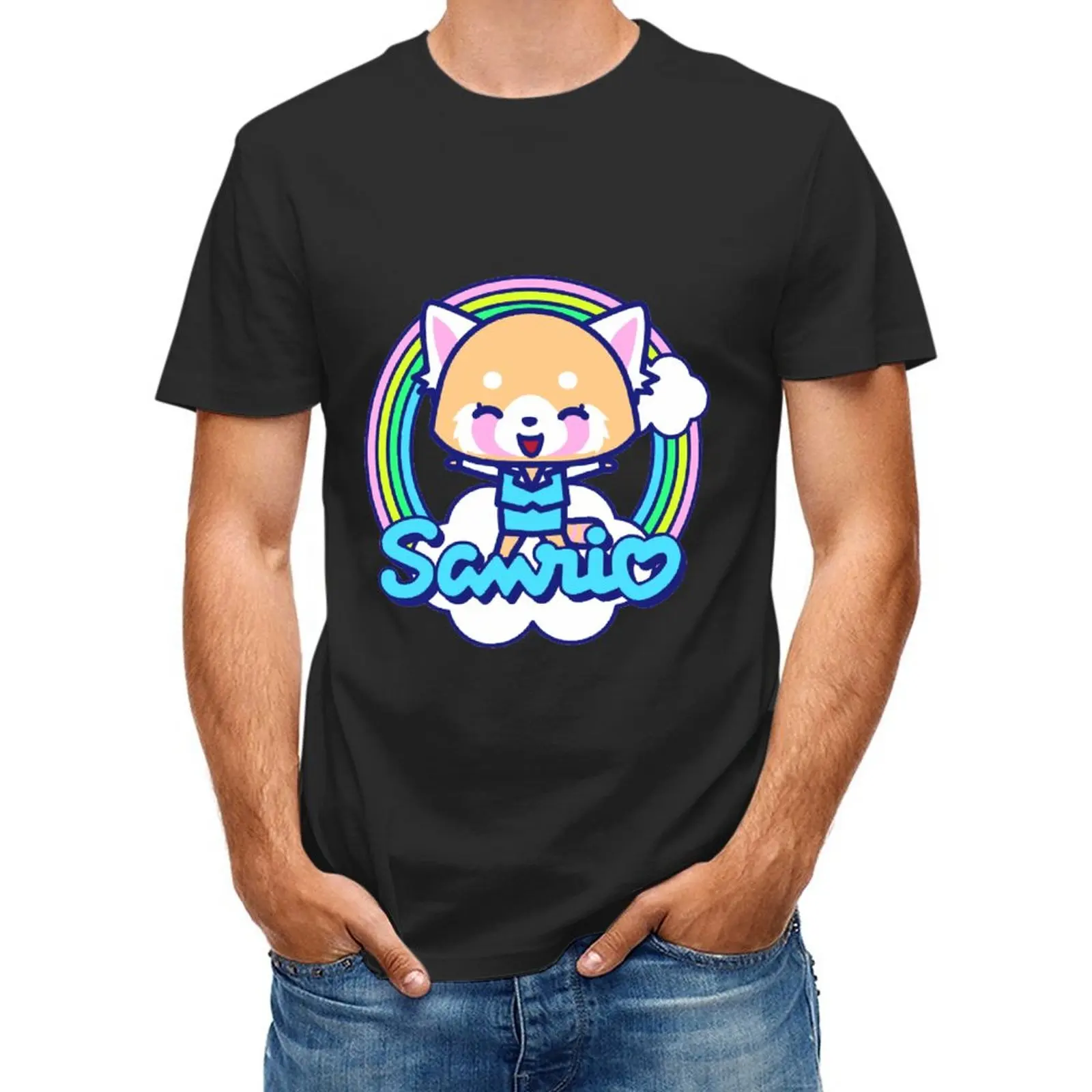 

Aggretsuko Aggressive Retsuko Karaoke Rage Mood 90s Cartoon Men Fashion 100%Cotton Clothes Print Tee Top Tshirt