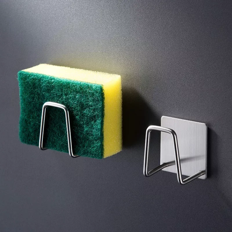 

Steel Sponge Holder Kitchen Sink Drain Rack Self Kitchen Shelf Adhesive Sponges Drainer Rack Organizer