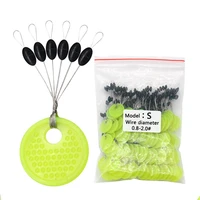 100pcsset fishing tackle gear accessories float sinker stops fishing rubber bobber black oval not to hurt the line