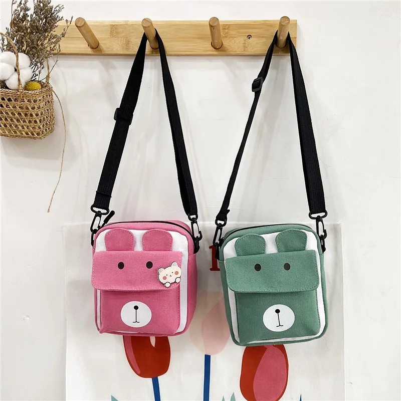 

Женская сумка с милым медведем, универсальная холщовая сумка-мессенджер, мультяшная Женская Студенческая сумка на одно плечо