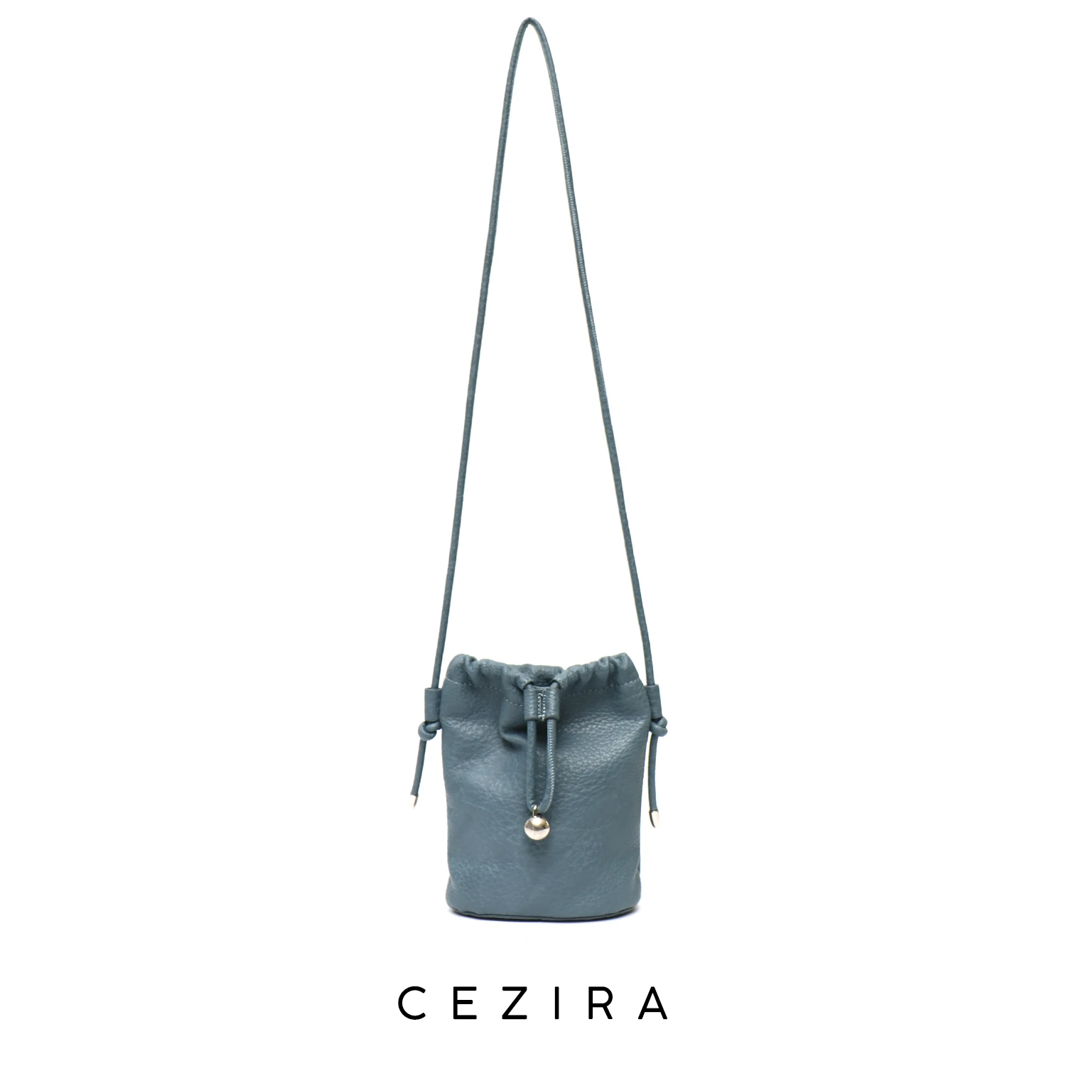 CEZIRA 2022 Fashion Women PU Vegan Leather Crossbody Sling Bags Drawstring Small Bucket Phone Purse Soft Casual Shoulder Handbag