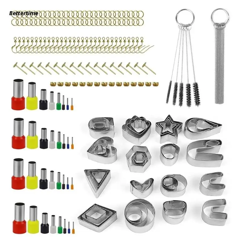 

B36D 169Pieces/set Clay Earring Making Kit Stainless Steel Earring Cutters for Girls Adults DIY Jewelry Keychain Punch Tools