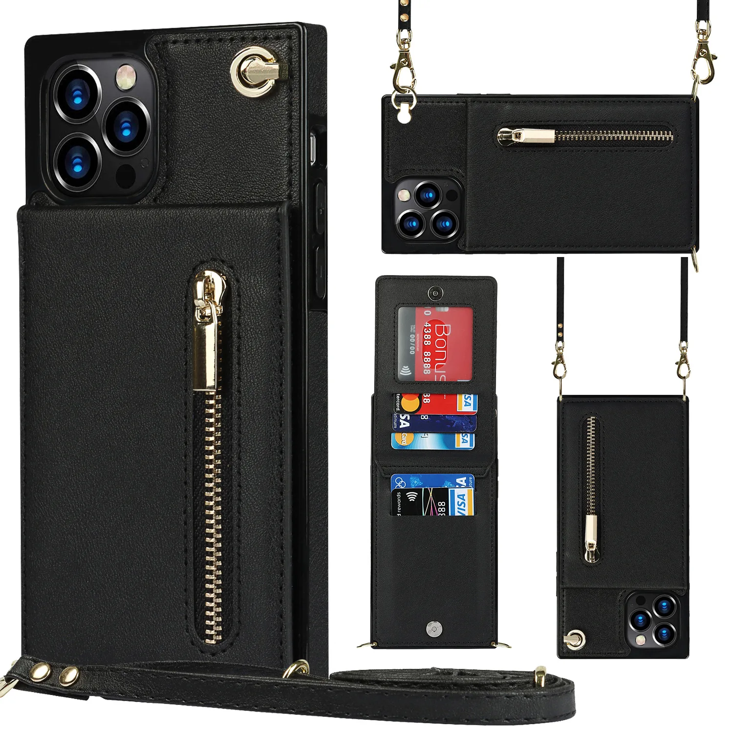 

Casetic чехол-кошелек через плечо для iPhone-держатель для кредитных карт Многофункциональный Кошелек защитный флип-чехол для 11/12/13/pro Max