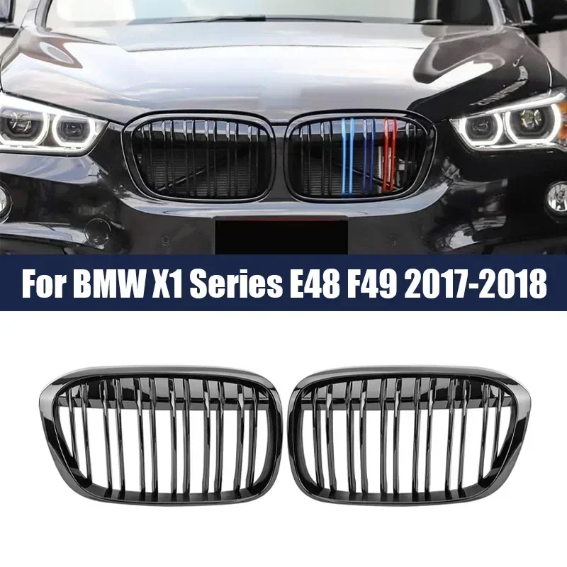 

Решетки для переднего бампера автомобиля, глянцевые черные для BMW X1 F48 F49 2016-2020 XDrive, гоночные решетки, стильные карбоновые аксессуары