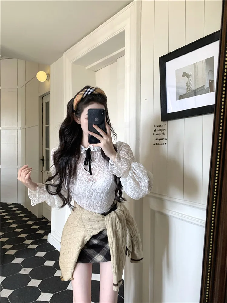 Студентка униформа из 2 предметов костюмы модные вязаные комплекты 3 кружевная