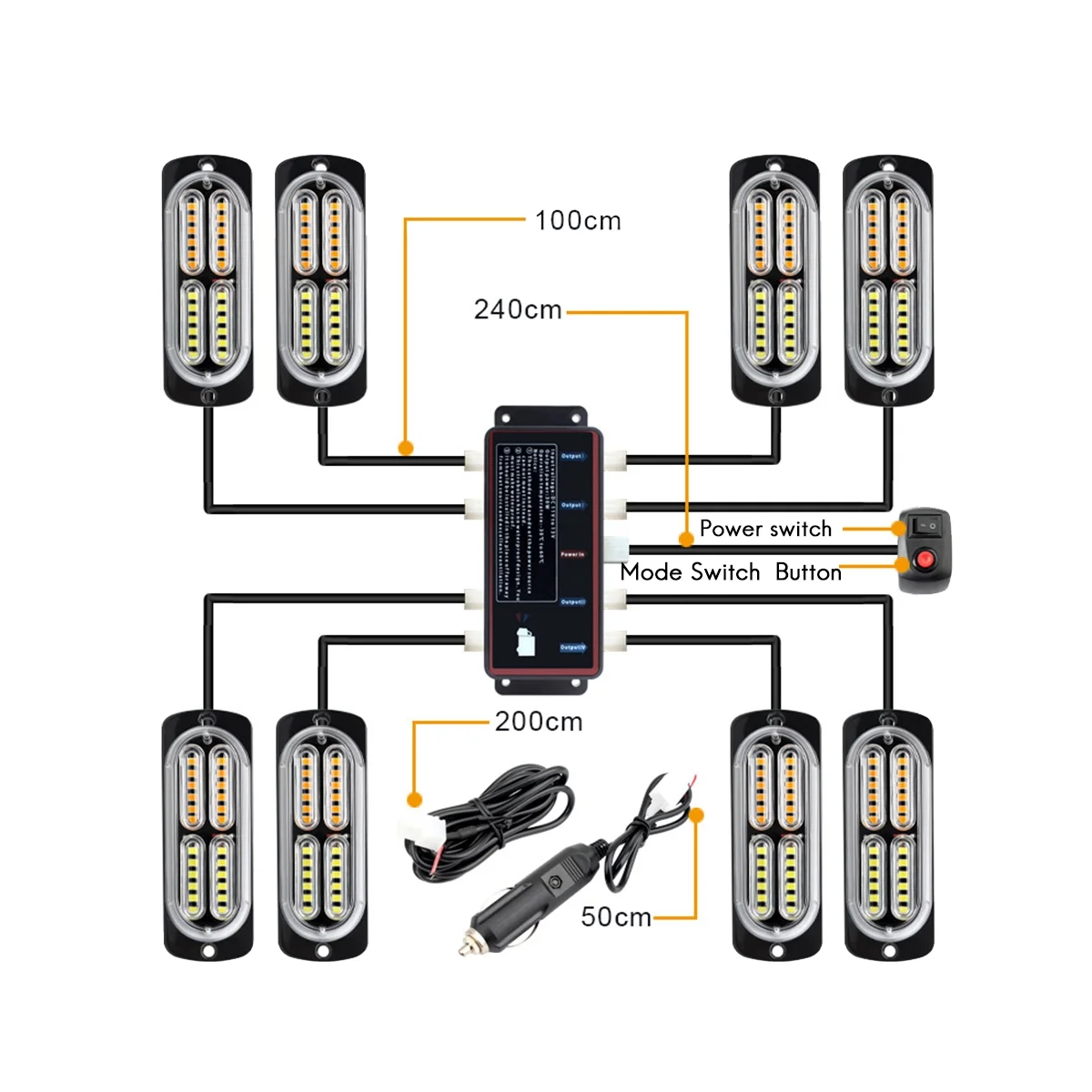 1 буксир 8 в сигнальные огни стробоскоп боковые решетка Синий