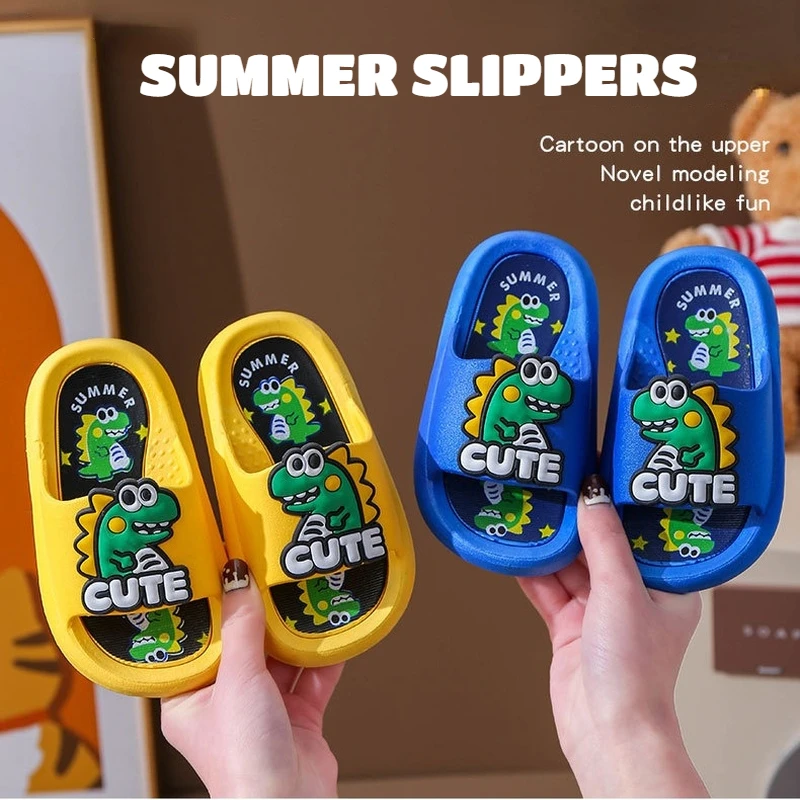 

Children Summer Cartoon Dinosaur Duck Slippers 1-12Years Kids Sandals Boys Girls Cute Beach Shoes Garden Shoes Indoor Anti-slip