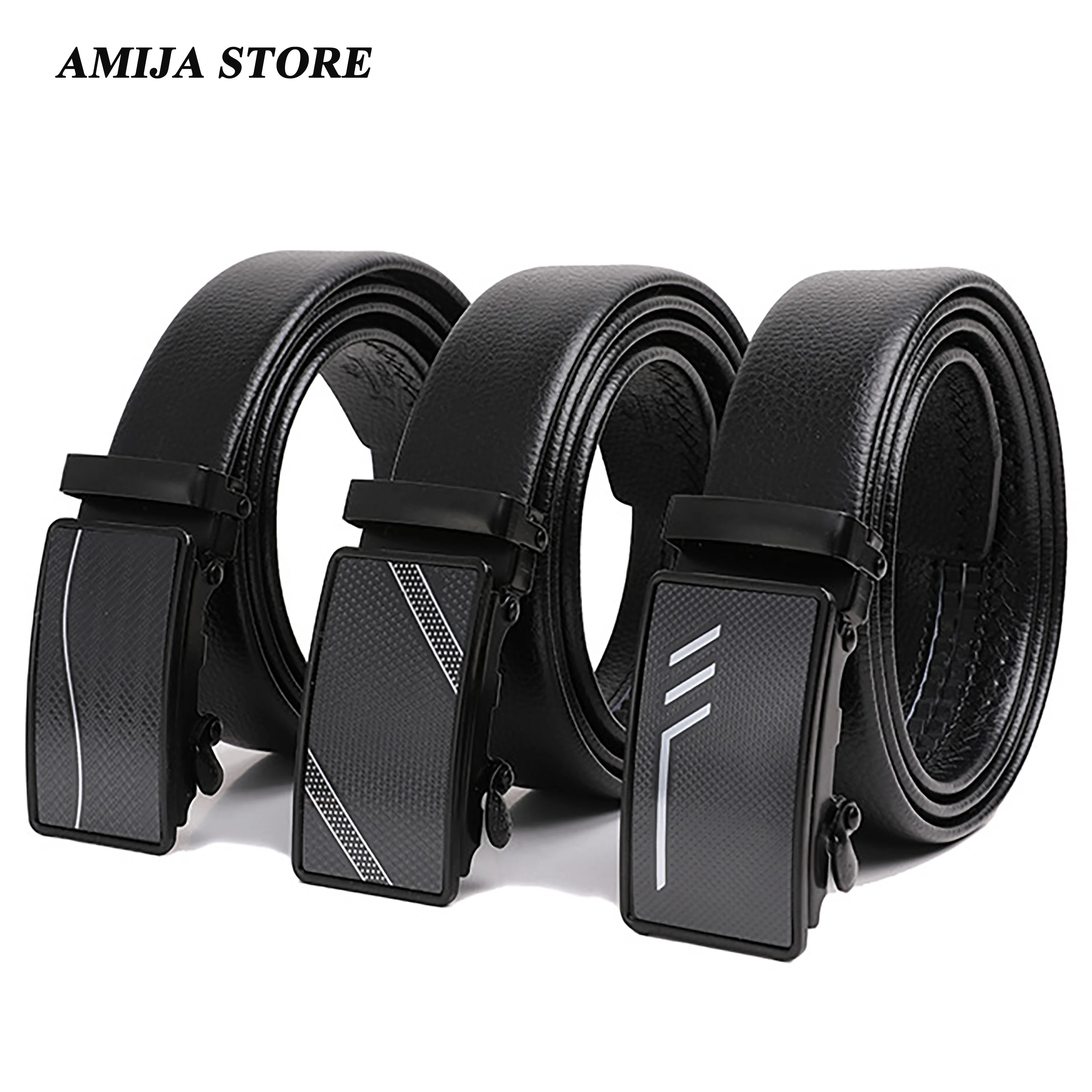 High Quality Men Automatic Belts Buckle Belt Genuine Luxury Fashion Black Strap Male Jeans For Man Cowboy Casual Business For He