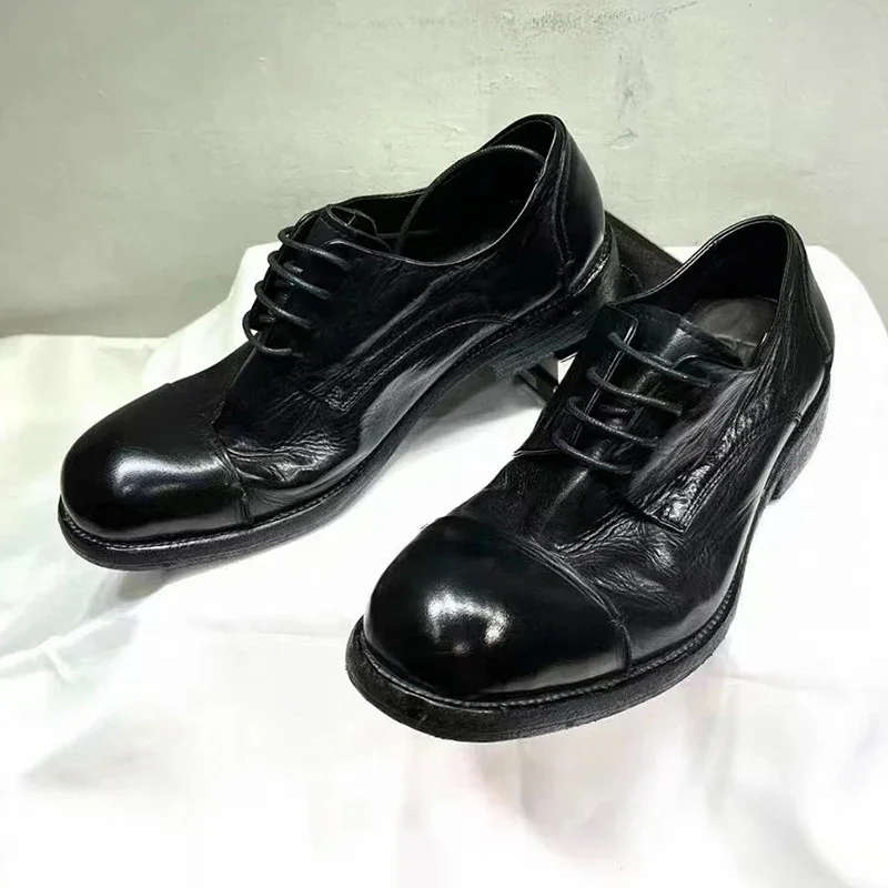 Мужская деловая обувь дерби из конской кожи повседневная мужская с ручным