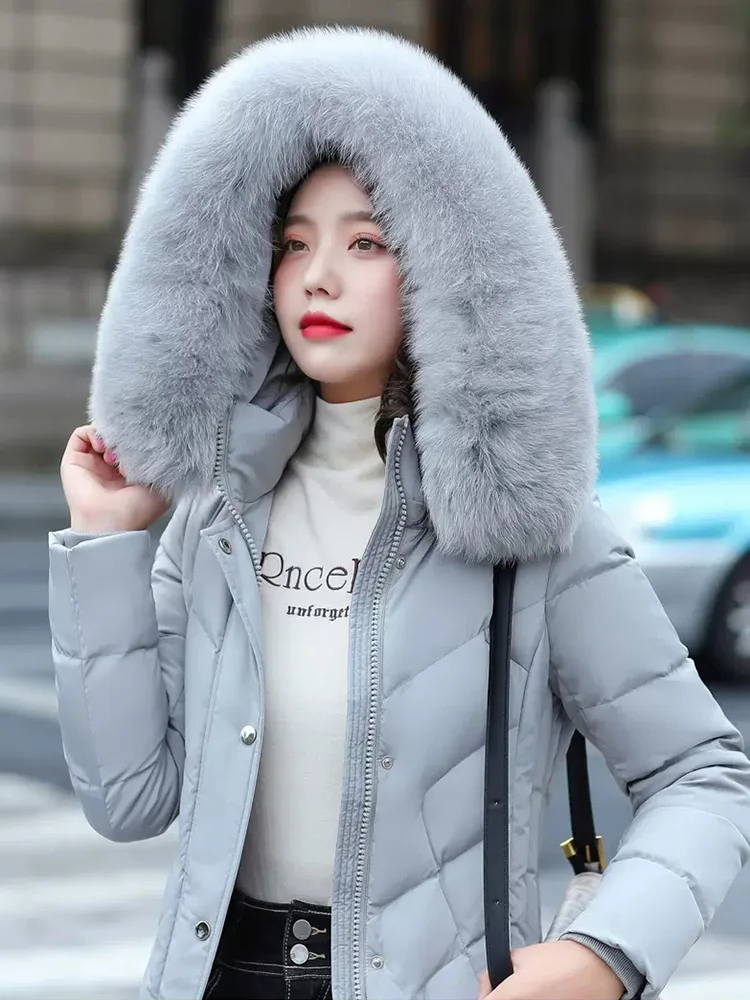 New Women Down Coat Ankle-Length Winter Fashion Detachable Real Fox Fur Collar Thicken Warm Long Down Jacket Slim Overcoat