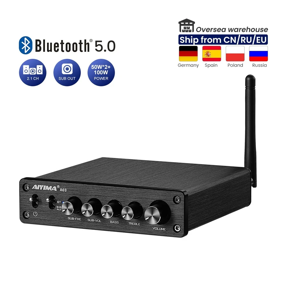 

Top TPA3116 Subwoofer Bluetooth Amplifier HiFi TPA3116D2 2.1 Digital Audio Power Amplifiers 50Wx2+100W Sound Amplificador A03