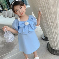 girl dress%c2%a0kids skirts spring summer cotton 2022 blue flower girl dress party evening gown beach birthday gift breathable childr