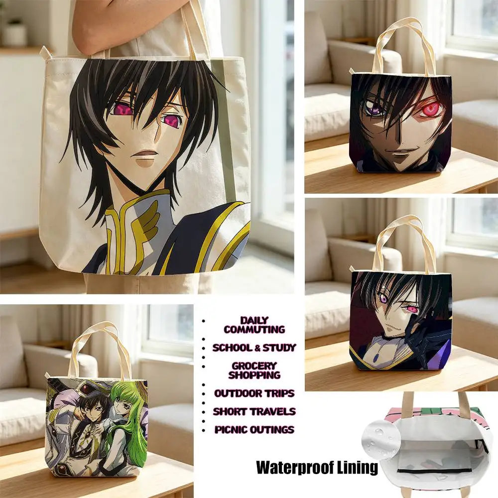Фото Сумки для хранения Lelouch L-Lamperouge Anime Code G-Geass, водонепроницаемые холщовые сумки, подходящие для посещения занятий, походов за покупками, подарков. №1