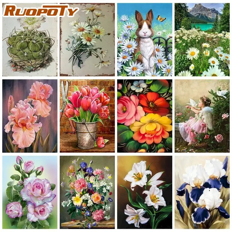 

RUOPOTY 5D Diamond Embroidery Mosaic Craft Kit Cross Stitch Flowers Kits Diy Diamond Painting Home Decor