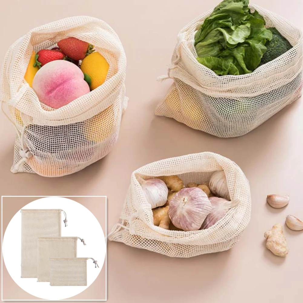 

Хлопковые сетчатые мешки для овощей, продуктовая сумка, многоразовая хлопковая сетка для овощей, зелень, овощи с Кулиской