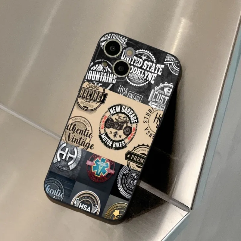 Landscape Stamp Label  Phone Case FOR IPhone 14 13 11 12 Pro 8 7 Plus X 13 Pro MAX XR XS MINI Black Covers