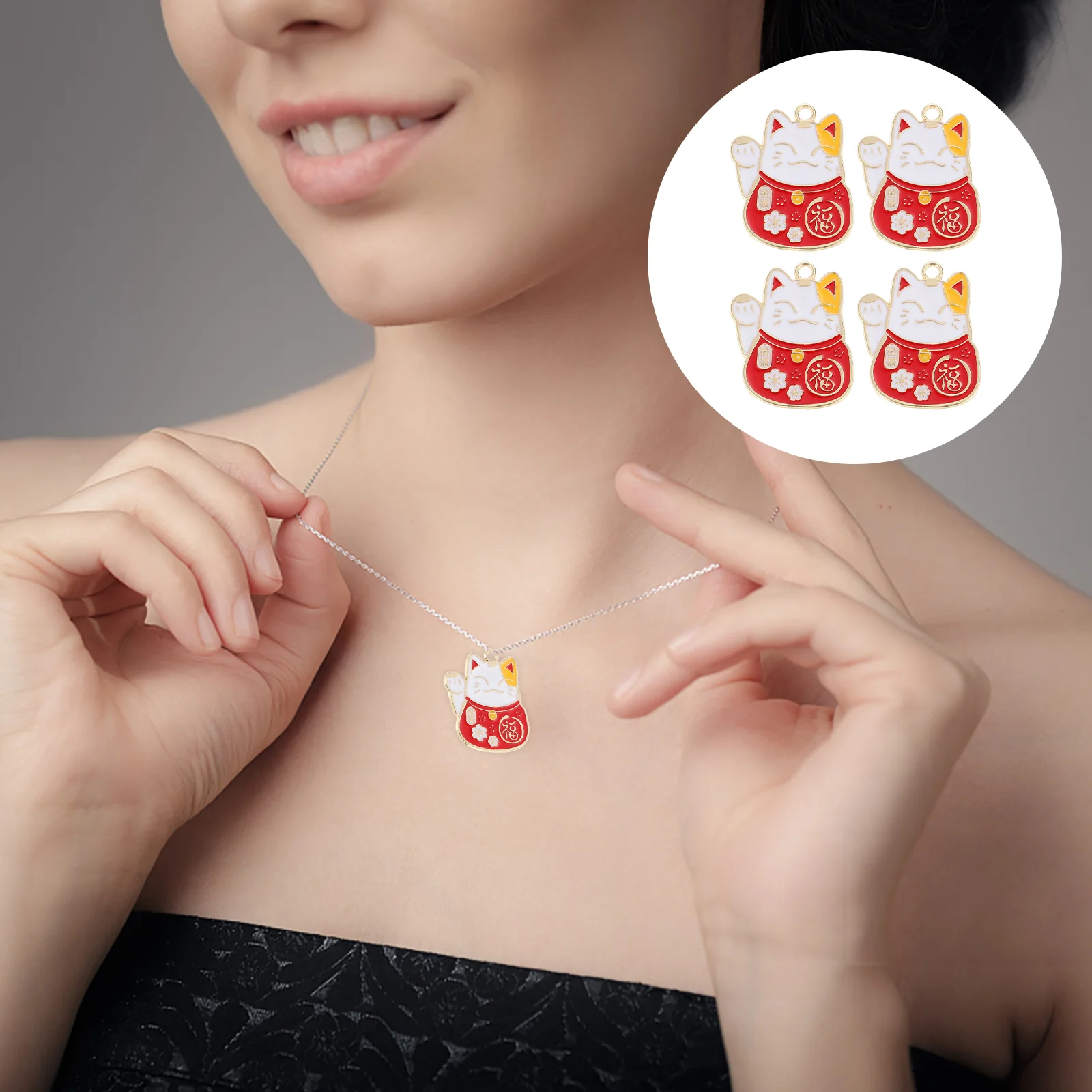 

Cat Charms Charm Jewelry Diy Lucky Pendant Making Maneki Neko Luck Good Pendants Keychain Animal Necklace Fortune Keyring Kitten