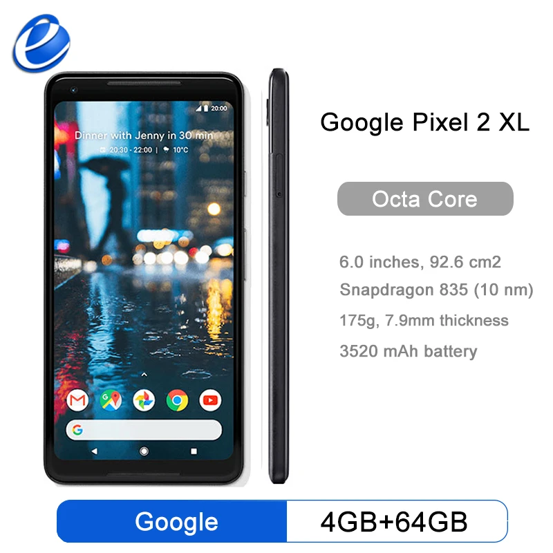 

Original New Unlocked Google Pixel 2 XL 128G6.0'' inch Octa Core Single sim 4G LTE Android cellphone 4GB RAM 64GB ROM smartphone