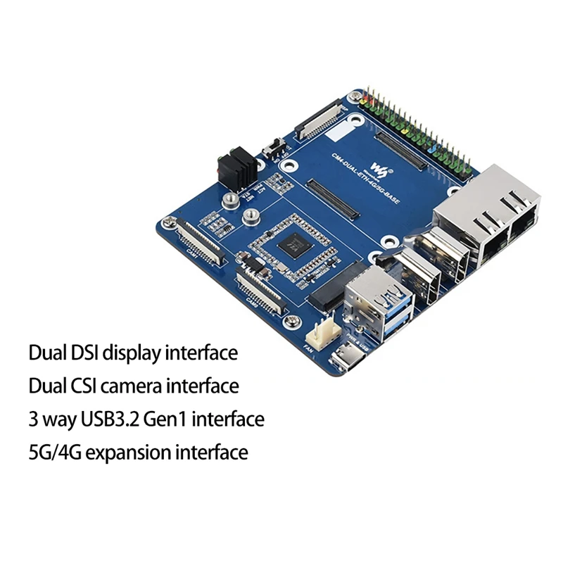 Плата расширения Waveshare CM4 для Raspberry Pi компьютерный модуль 4 USB3.0 RJ45 двойной порт