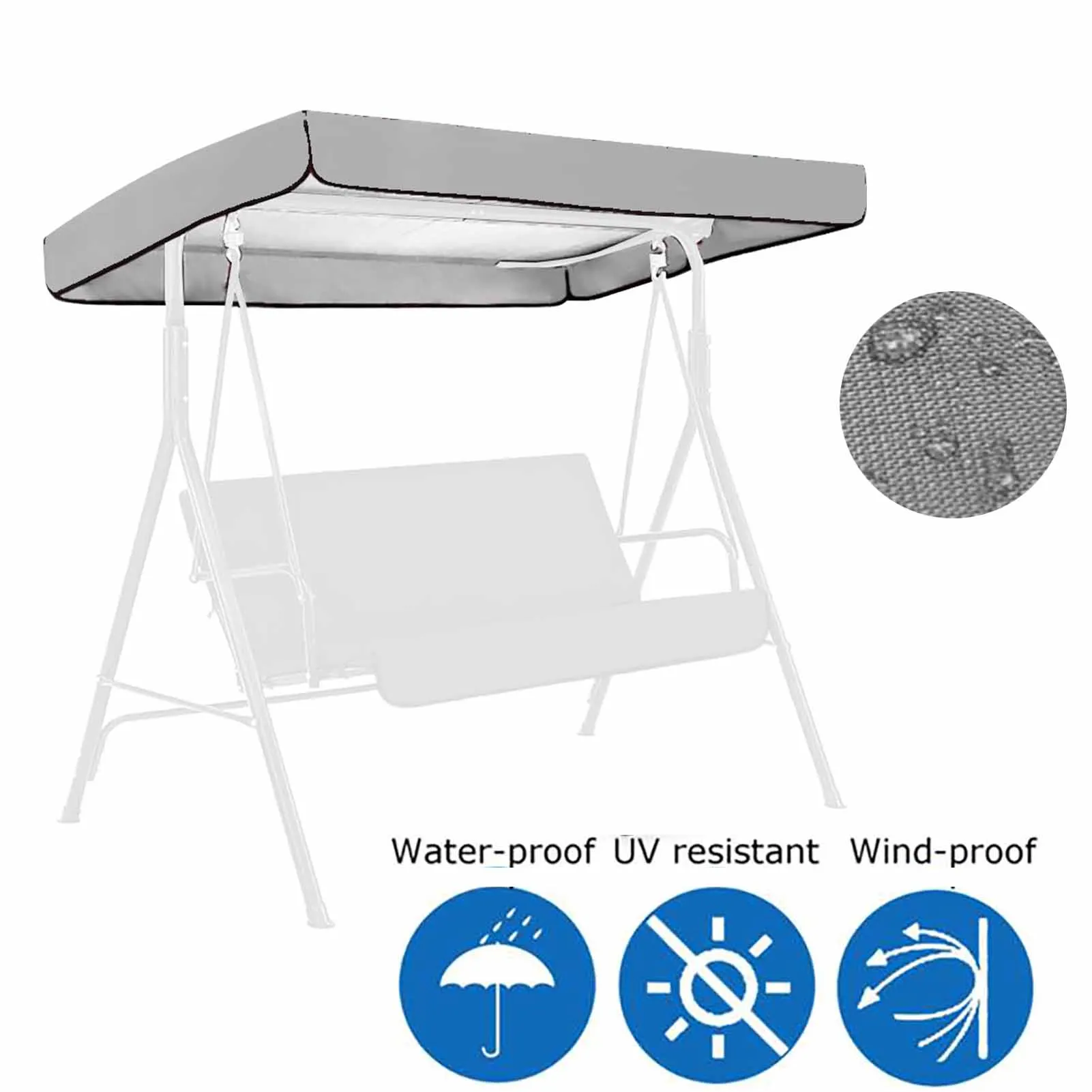 Waterproof Garden Swing Canopy Top Cover Outdoor Swing Chair Roof Canopy Replacement UV Protection Swing Chair Awning Sunshade