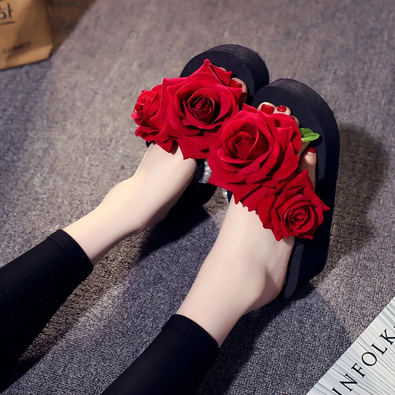 

Новинка лета 2023, новые модные женские пляжные сандалии, шлепанцы, цветочный рисунок груши для отпуска