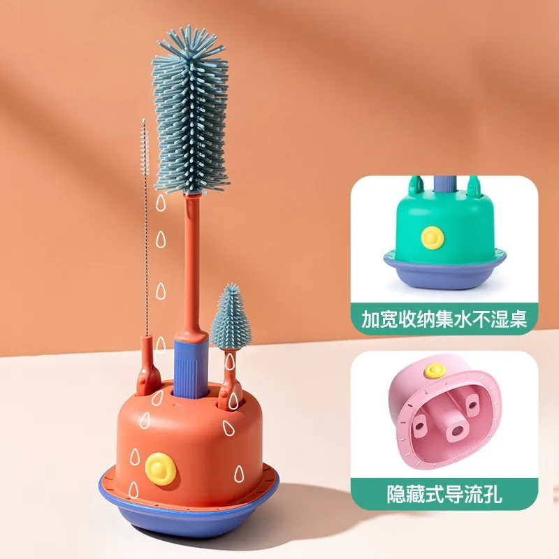 

Baby Bottle Cleaner Brushes Silicone Brosse Bebe Set 3PCS 360 Degree Rotation Nipple Cup Bottle Cleaning Brush Limpia Biberones