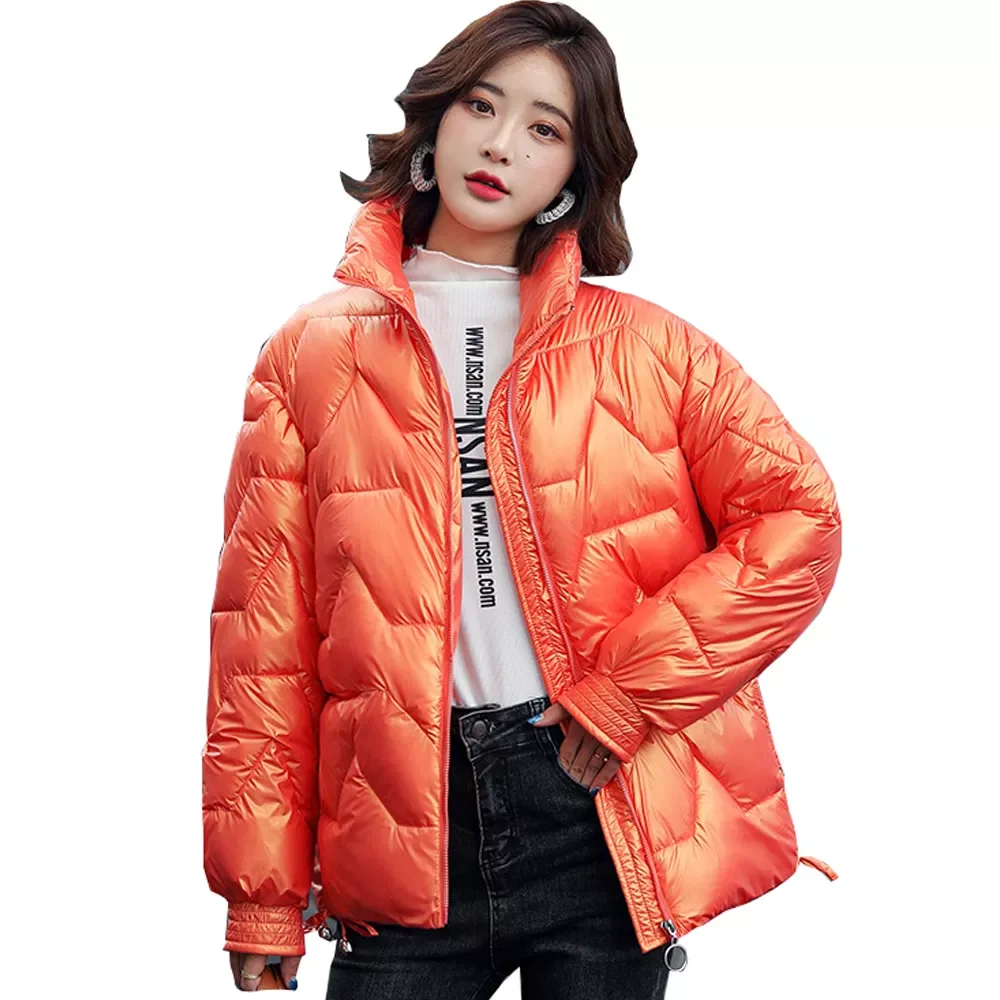 

2022NEW collar short bright face down jacket for women 2021 winter new small leisure short jacket 966