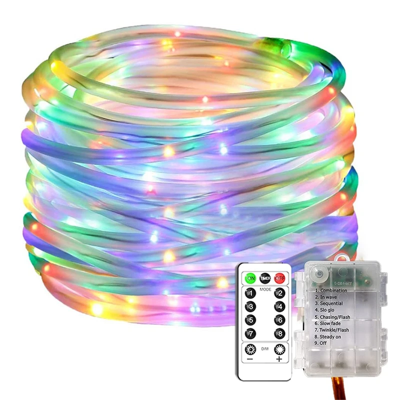 

HOT-LED Rope String Lights 33FT 100 Leds 8 Modes Multicolor Outdoor Waterproof Fairy Lights For Garden Party Decoration