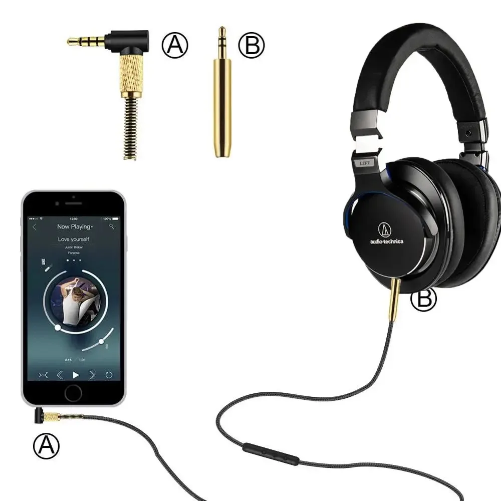 Сменный плетеный кабель OFC-удлинитель для наушников-вкладышей Audio Technica ATH-SR6BT