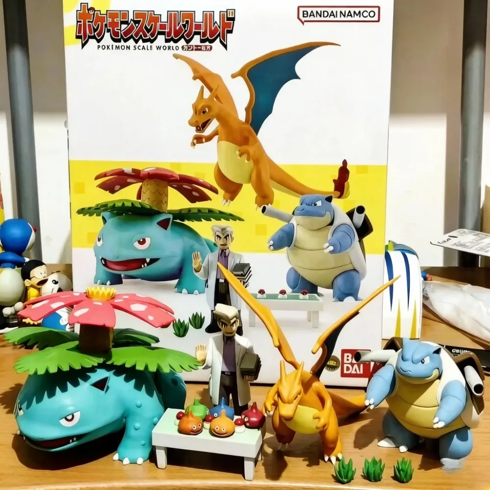 Фото Коллекционные фигурки Bandai Candy Pokemon Scale World: регион Канто, профессор Оук, Чаризард, Бластойз, Венузавр. Аниме-модели, игрушки, подарки. №3