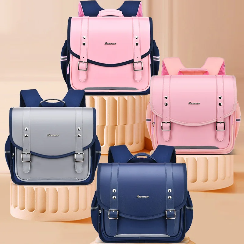 Girls Boys Grades 1-6 British Style Horizontal Simple School Bags New Children Large Capacity Backpacks for Student Mochila Hot