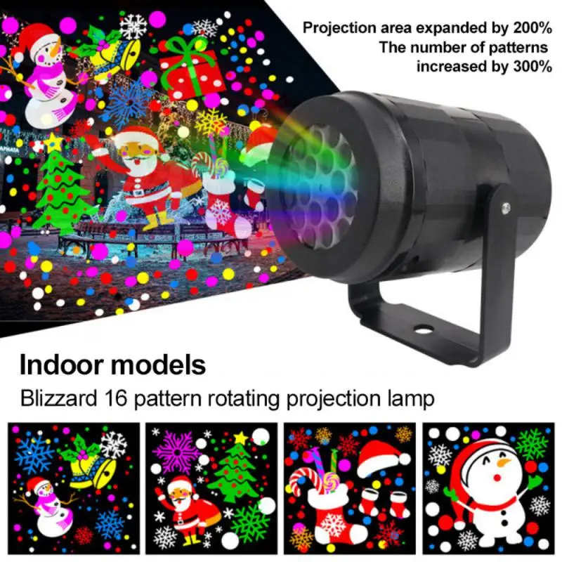 

EU/US/AU/UK Plug16 Patterns Christmas Decoration LED Laser Projector Light Snowflake Elk Projection Lamp Stage Indoor Lighting
