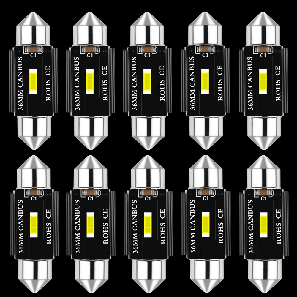 

10PCS Festoon 31mm 36mm 39mm 41mm C5W C10W Super Bright CSP LED Bulbs Car Dome Light Canbus No Error Auto Interior Reading Lamp