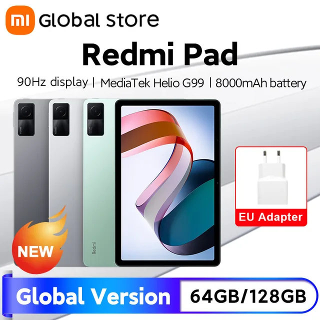 Global Version Xiaomi Redmi Pad 64GB / 128GB Mi Tablet MediaTek Helio G99 90Hz 10.61" 2K Display 8000mAh Battery 8MP Main Camera 6