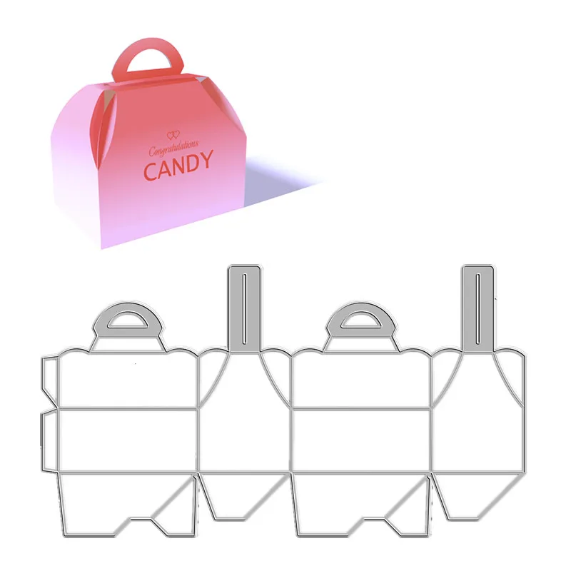 

3D Wedding Candy Gift Box bag Mini Metal Cutting Dies Scrapbooking Portable Embossing Card Craft No Stamp Christmas