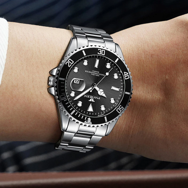 FNGEEN Couple Watch Men Quartz Watch for Lovers Luxury Womens Wristwatch Stainless Steel Waterproof Luminous Relogio Masculino