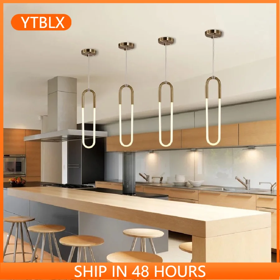 

Минималистичная светодиодная люстра в скандинавском стиле, U-образный светильник в стиле пост-модерн, креативный акриловый подвесной свети...