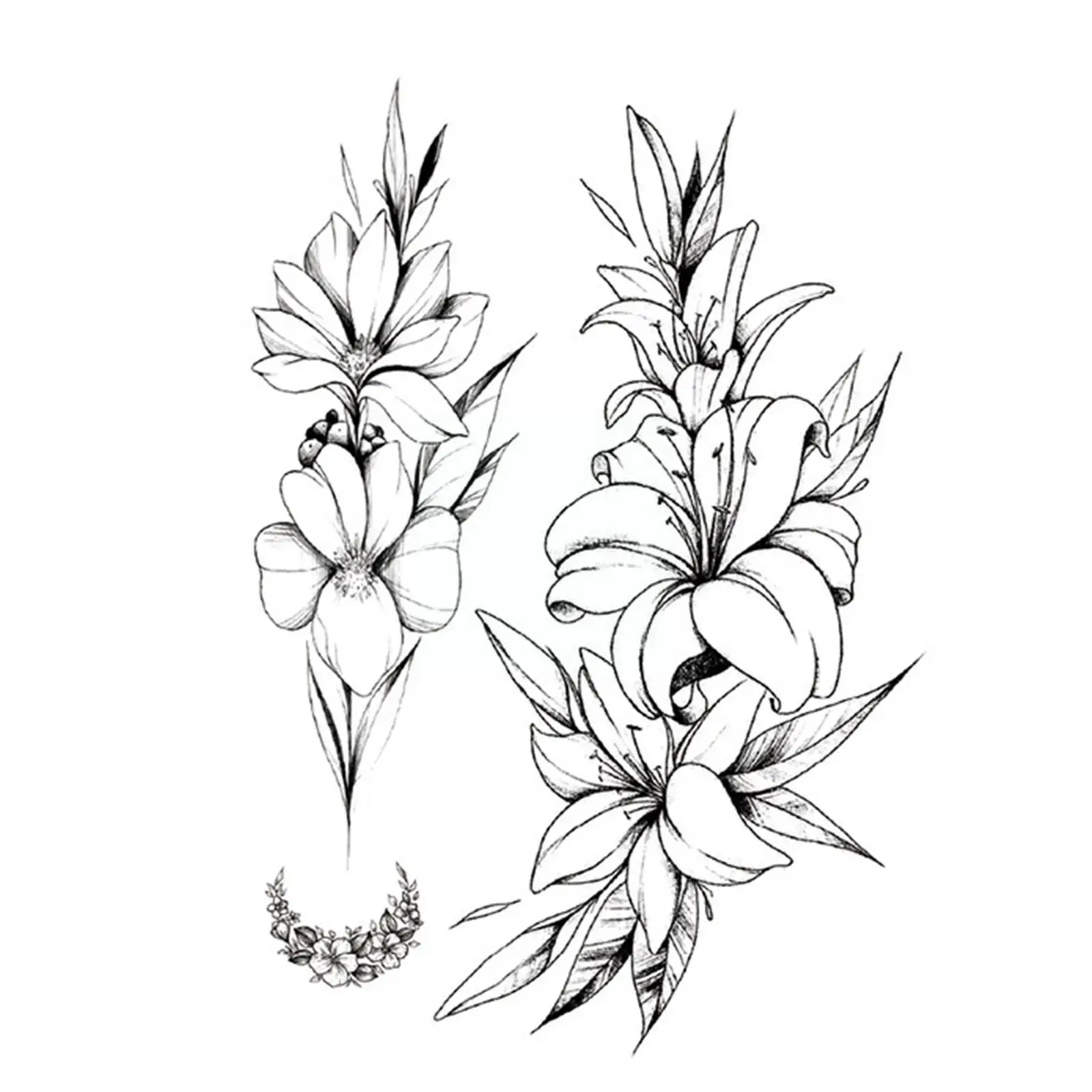 

Новые эскизные наклейки с цветами на руку, простые черные и белые сексуальные размеры, прочные наклейки с розой на тело, женские татуировки ...