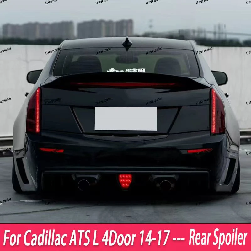 Фото Для Cadillac ATS L 4-дверный 2014-2017 г.в. Задний спойлер из кованого настоящего карбона, глянцевый черный, высокое качество, в стиле JDM №1