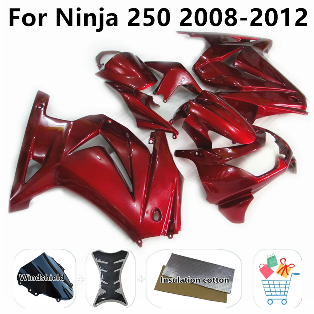 

for Ninja250 08 09 10 11 12 EX250 Fit EX250R 2008-2009-2010-2011-2012 Bodywork Cowling All Red Motorcycle Full Fairing Kit