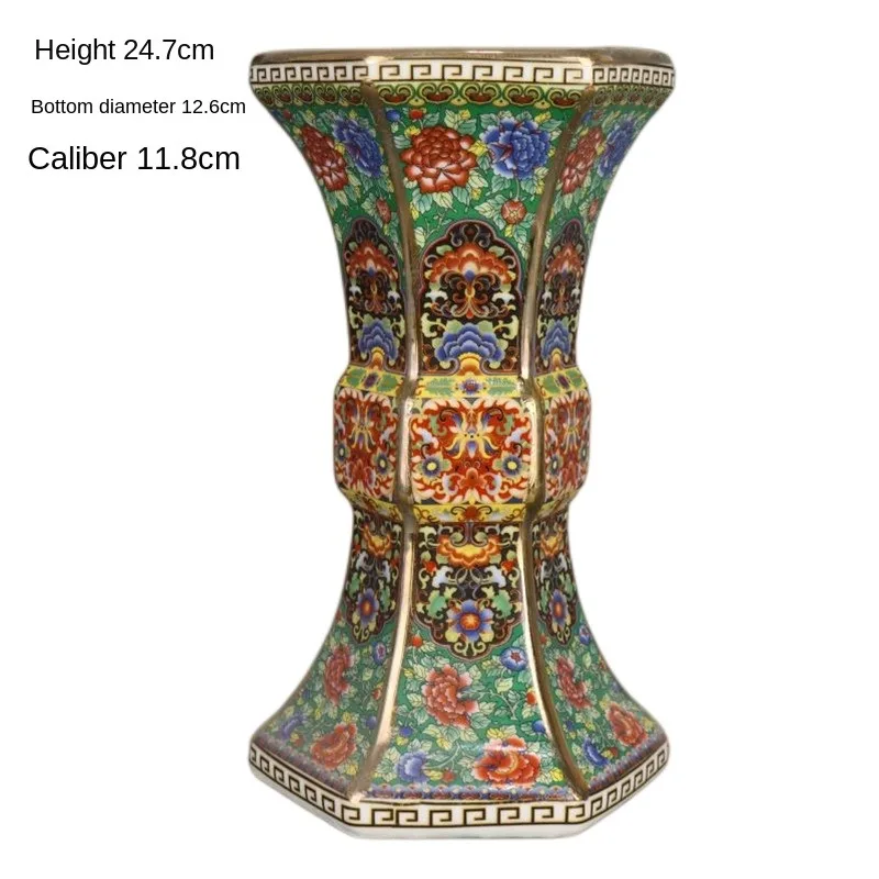 

Qing Dynasty Qianlong Tracing Gold Enamel Color Million Flowers Six Square Vase Household Decoration Porcelain Collection