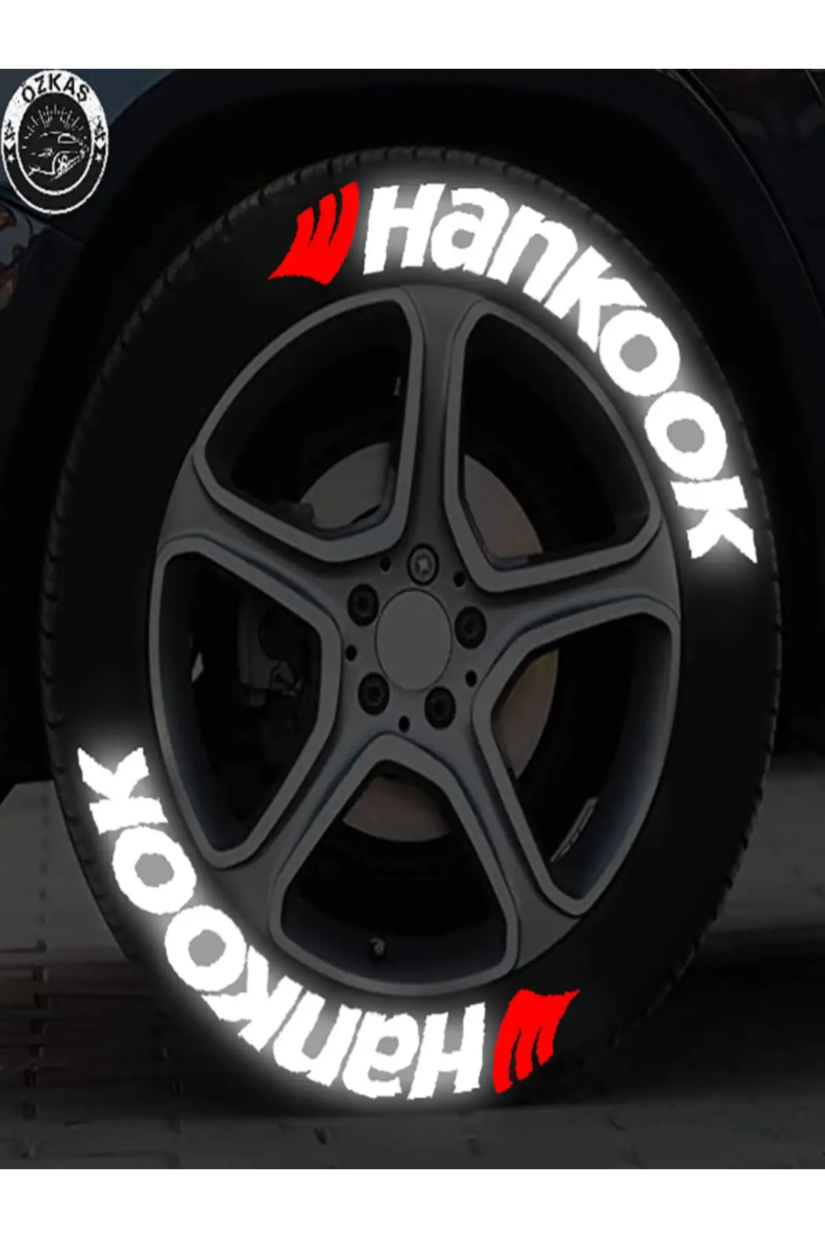 

Reflective Tire Lettering 8 Pieces Hankookoto Sticker Accessory - With Reflector, Car accessories, Modification