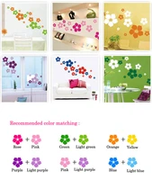 23pcsset flowers stickers decal tv background bedroom kids room home decors diy mural wall stickers wallpaper multi colored